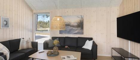 TV, lareira, mesa de pingue-pongue