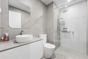 Bathroom - Chic Modern 1-Bedroom Apartment | Gym | Parking (Lyneham)