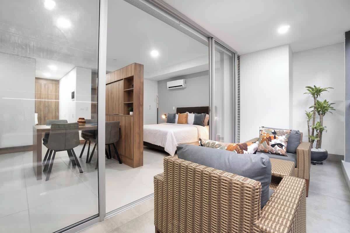 1 bedroom, desk, iron/ironing board, travel crib