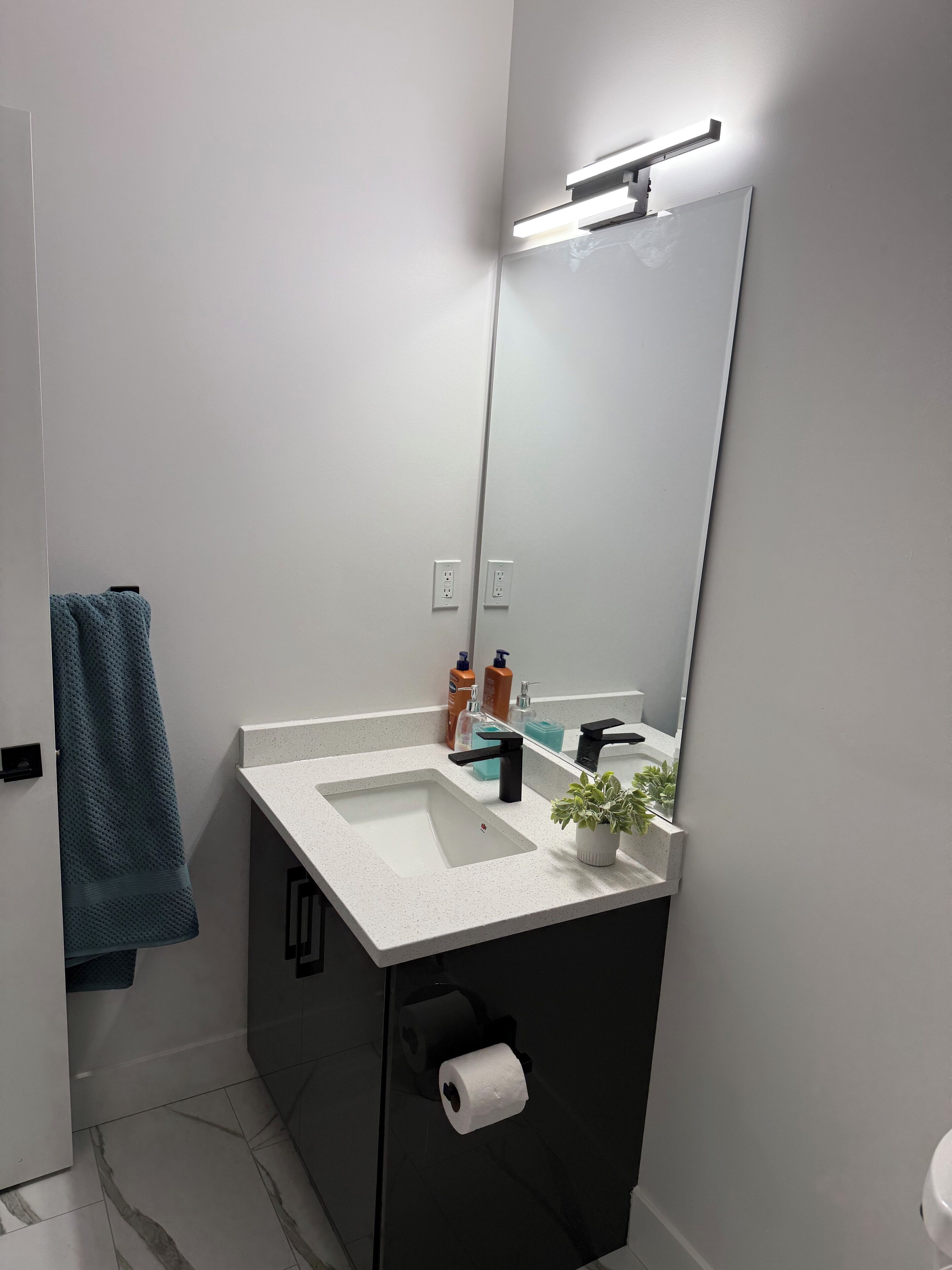 Towels, soap, toilet paper