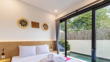 Villa, 2 Bedrooms, Pool View | In-room safe, iron/ironing board (on request), WiFi (free), bed sheets