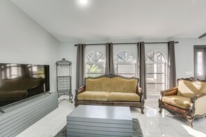 TV, fireplace - Poolside Bliss! Port Charlotte Haven 4 Mi to Beach (Port Charlotte)