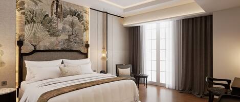 Premier Double Room | Peti besi dalam bilik, meja, langsir/tirai gelap terus, Wi-fi percuma