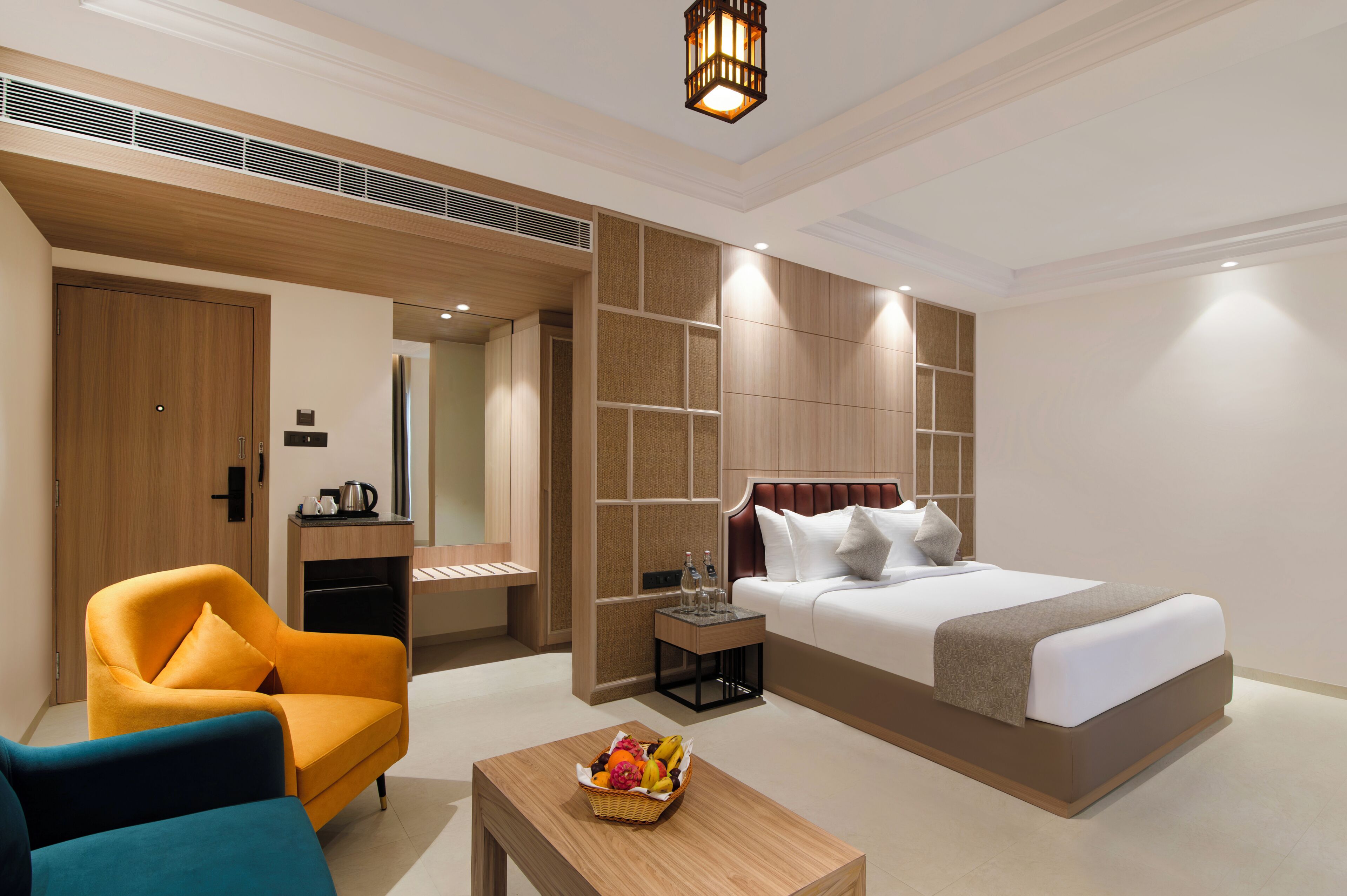 In-room safe, desk, laptop workspace, blackout curtains