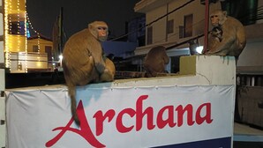 A banner advertising a home stay with amenities like Wi-Fi and party place. - Archana Home Stay-Best Hotel in varanasi (Varanasi)