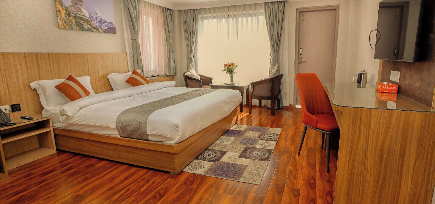 デラックス ダブルルーム バルコニー マウンテンビュー | デスク、ノートパソコン用作業スペース、アイロン / アイロン台、WiFi (無料)