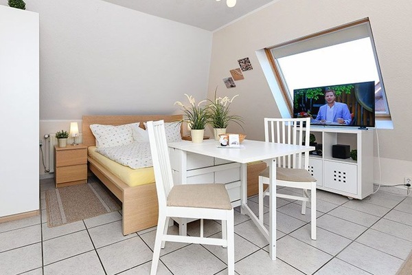 Wohn- und Schlafraum mit integriertem Küchenbereich