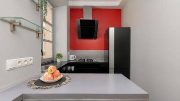 Apartment (1) | Cozinha privada | Geladeira, cooktop, chaleira elétrica