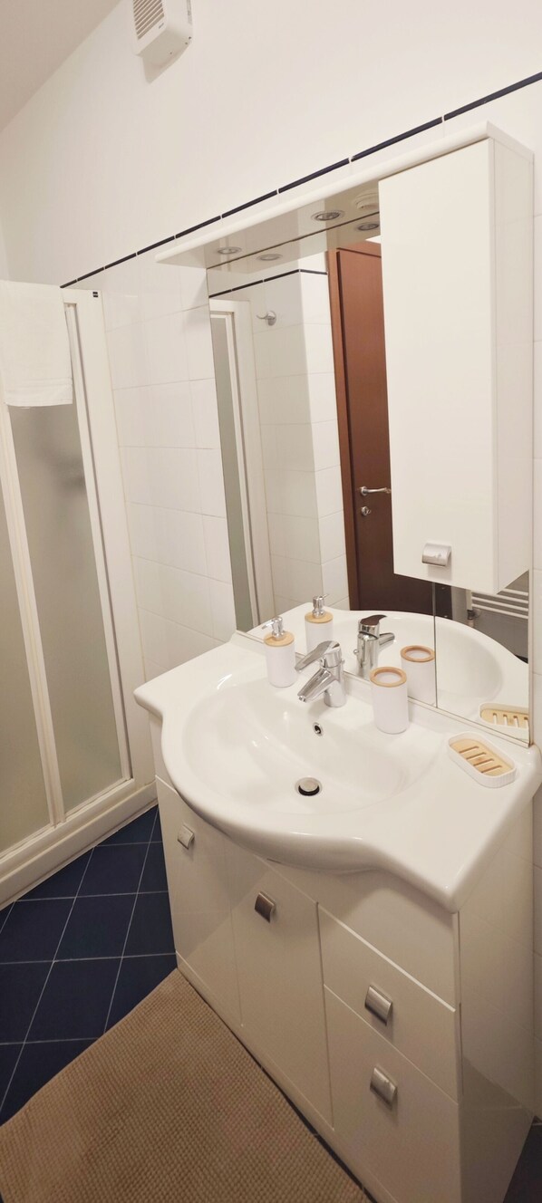 Suihku, hiustenkuivaaja, bidee, pyyhkeet