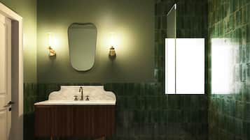 Deluxe appartement, 2 slaapkamers | Badkamer | Gratis toiletartikelen, een haardroger, handdoeken, zeep