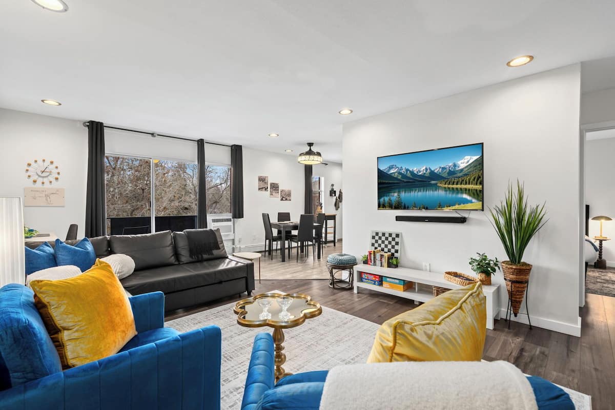 Căn hộ, nhiều giường, bếp, quang cảnh vườn | Khu phòng khách