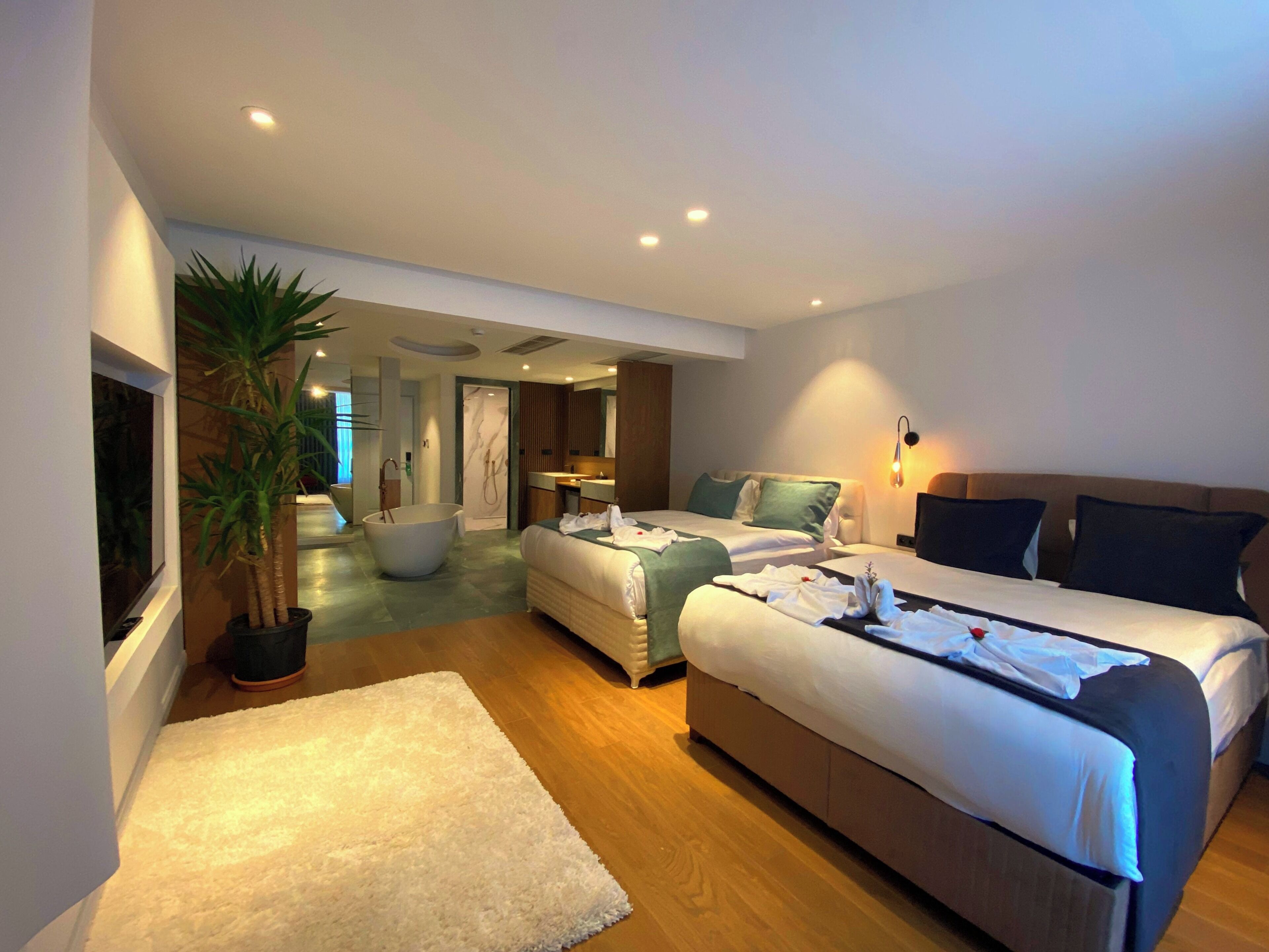 Chambre quadruple Deluxe | Articles de minibar gratuits, accès au Wi-Fi (inclus), literie fournie