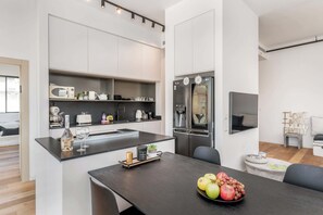 Fridge, microwave, oven, stovetop - Contemporary 3BR Apt Near Geula Beach by HolyGuest (Tel Aviv-Yafo)