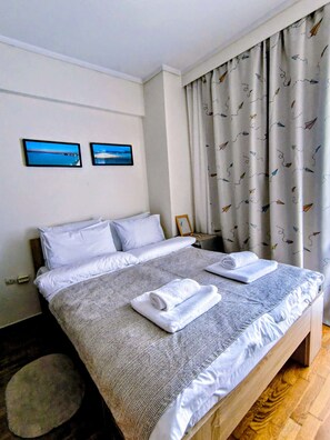 1 slaapkamer, een strijkplank/strijkijzer, wifi, beddengoed