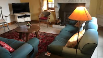 Fernseher, Kamin, DVD-Player, Stereoanlage