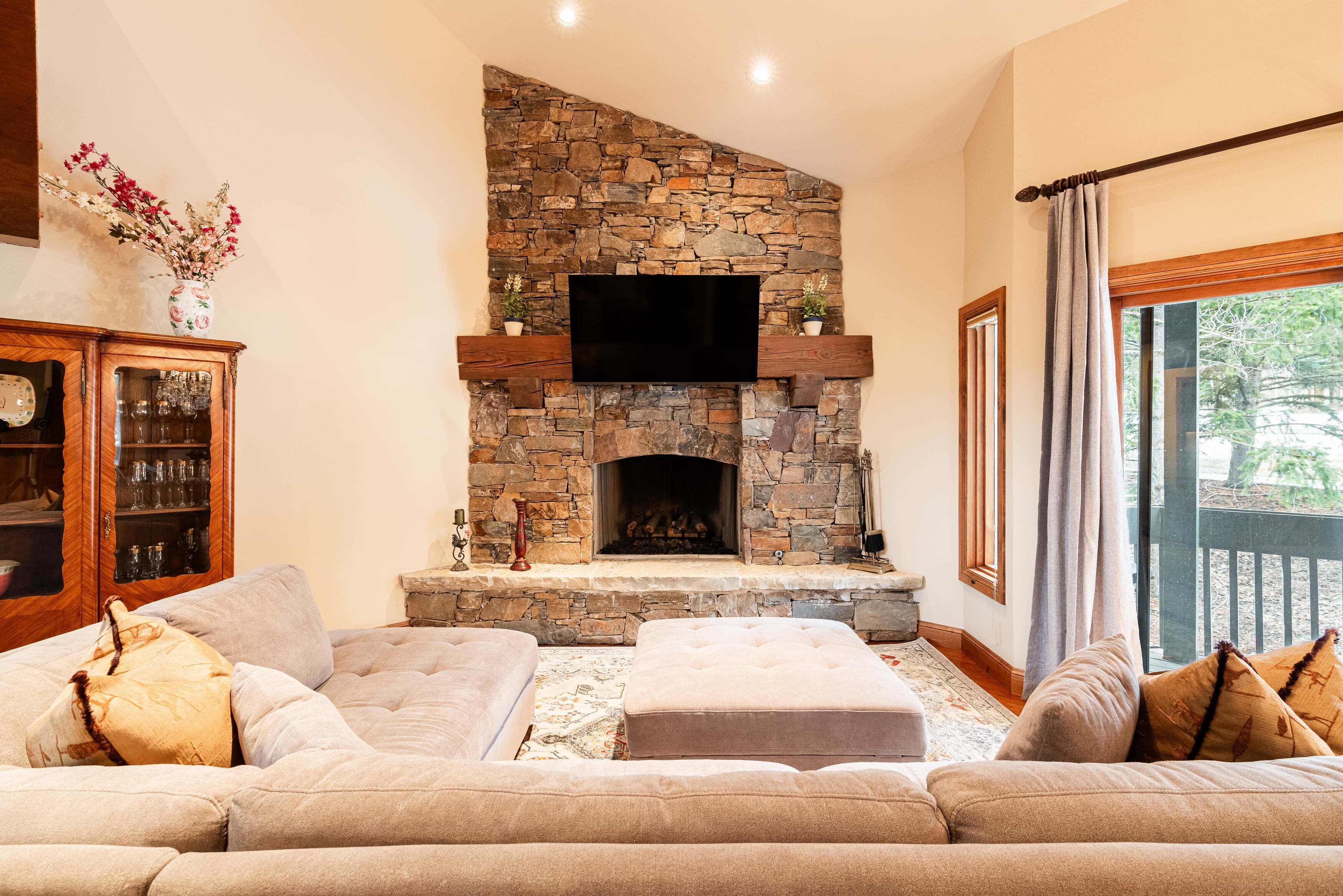 TV, fireplace