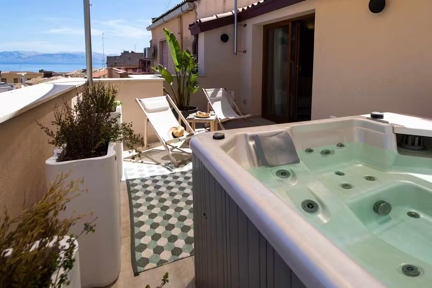 Deluxe Studio, Hot Tub, Sea View | Terrace/patio