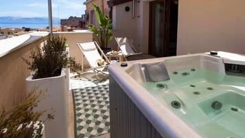 Deluxe Studio, Hot Tub, Sea View | Terrace/patio
