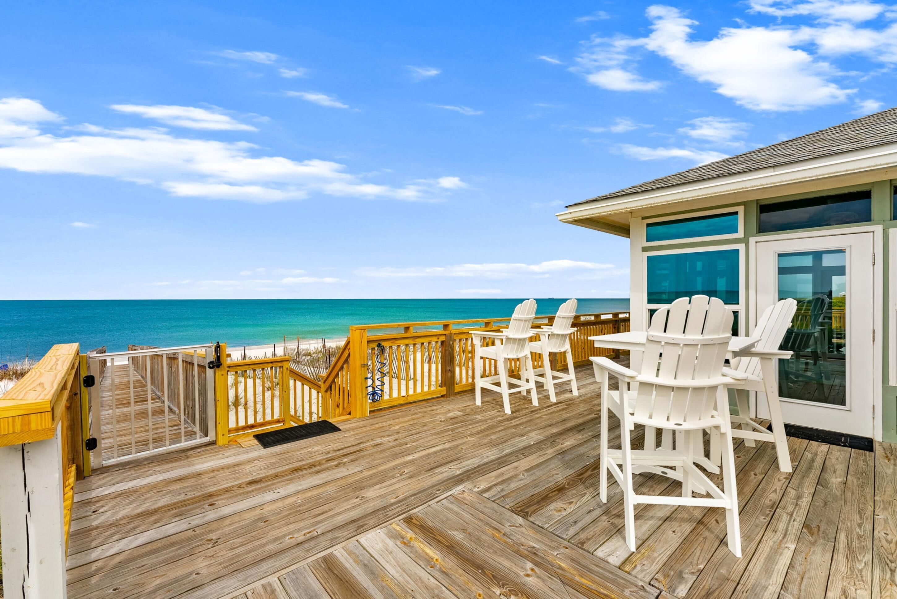 Maison, vue plage, en front de plage | Terrasse/Patio