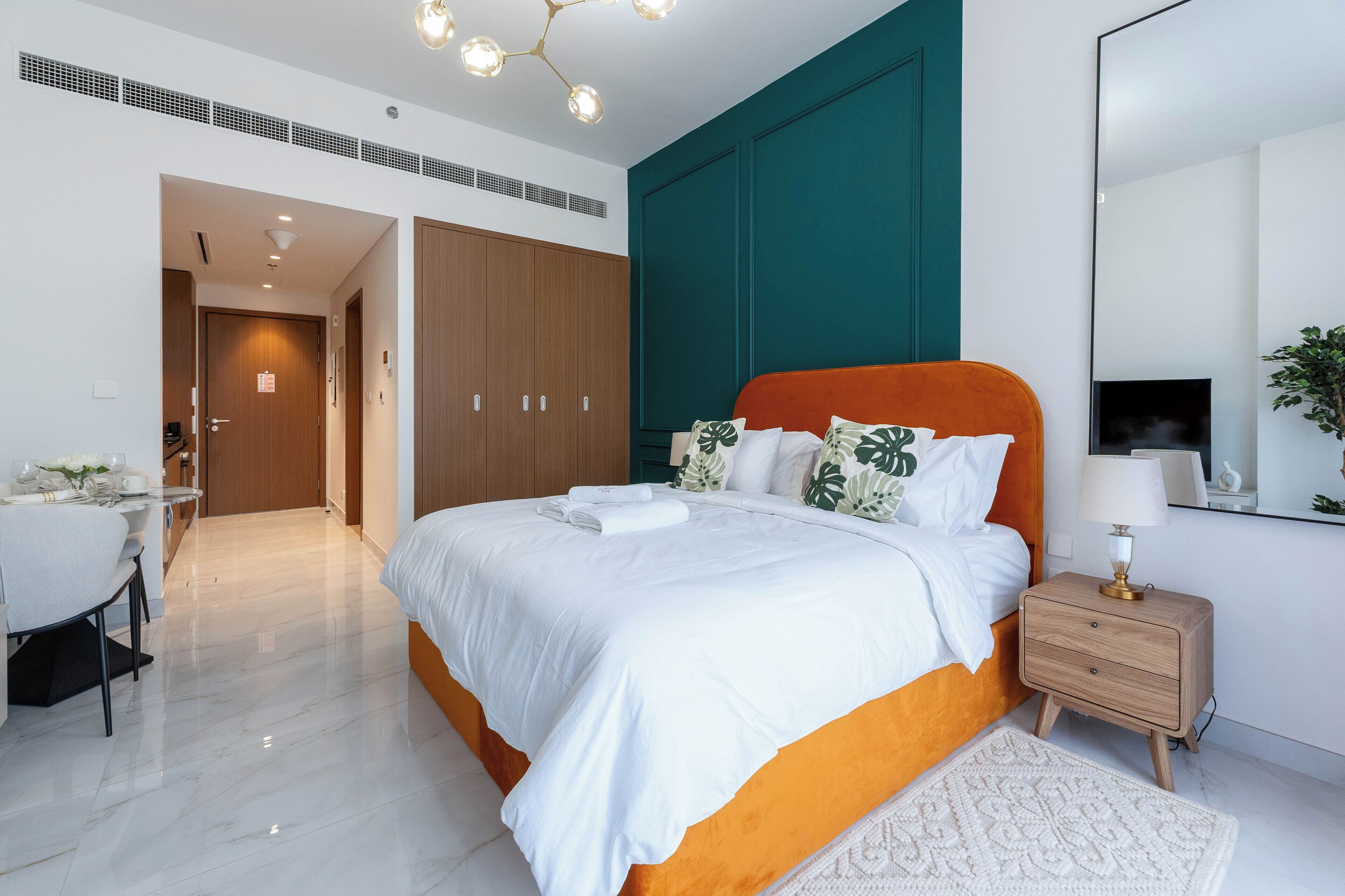 Deluxe Studio | Premium bedding, memory foam beds, in-room safe, blackout drapes