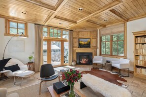 TV, fireplace - First Light | Luxury Condo In Telluride, Near Skiing, & Downtown (Telluride)
