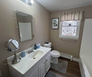 Shower, bidet, towels, soap