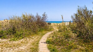 A coastal path leading to a beach with sparse vegetation and a clear view of the sea. - Ch1200 in Oliva With 3 Bedrooms and 2 Bathrooms (Oliva)