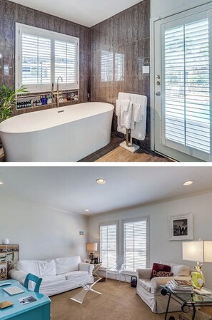 Shower, jetted bath, hair dryer, towels - Charming house in fantastic Dallas with cool AC and fitness room (Dallas)