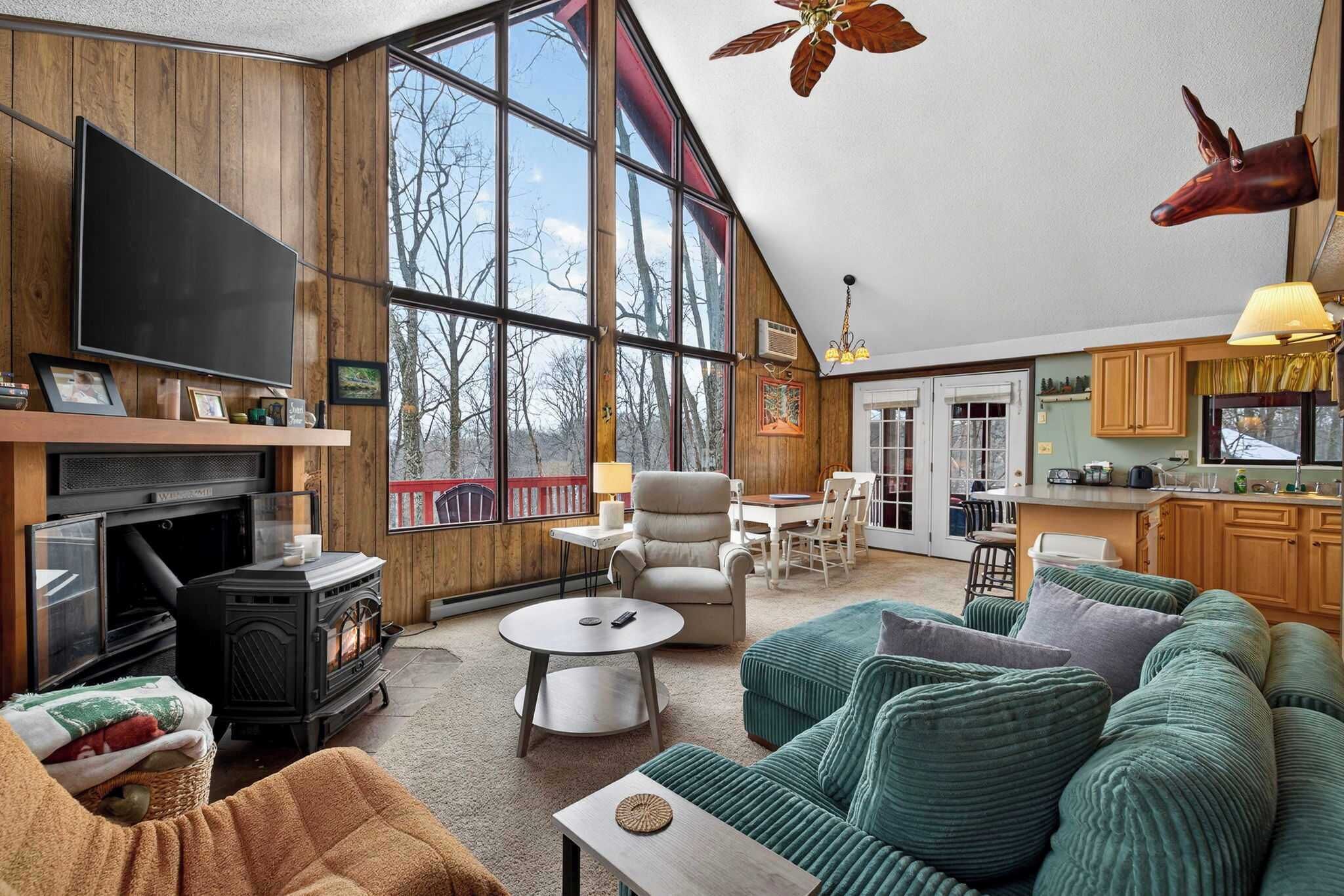 智能電視、壁爐、書籍