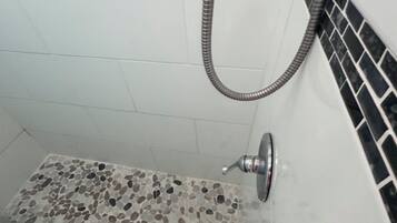 Hair dryer, bidet, towels, soap