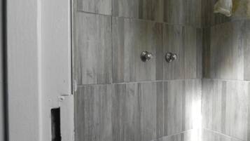 Shower, soap, toilet paper