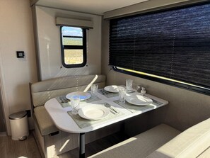 Dining - Cozy 2-bedroom brand new trailer in quaint Whitewater with all amenities. (Whitewater)