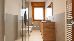 Regadera, secadora de cabello, bidet, toallas 