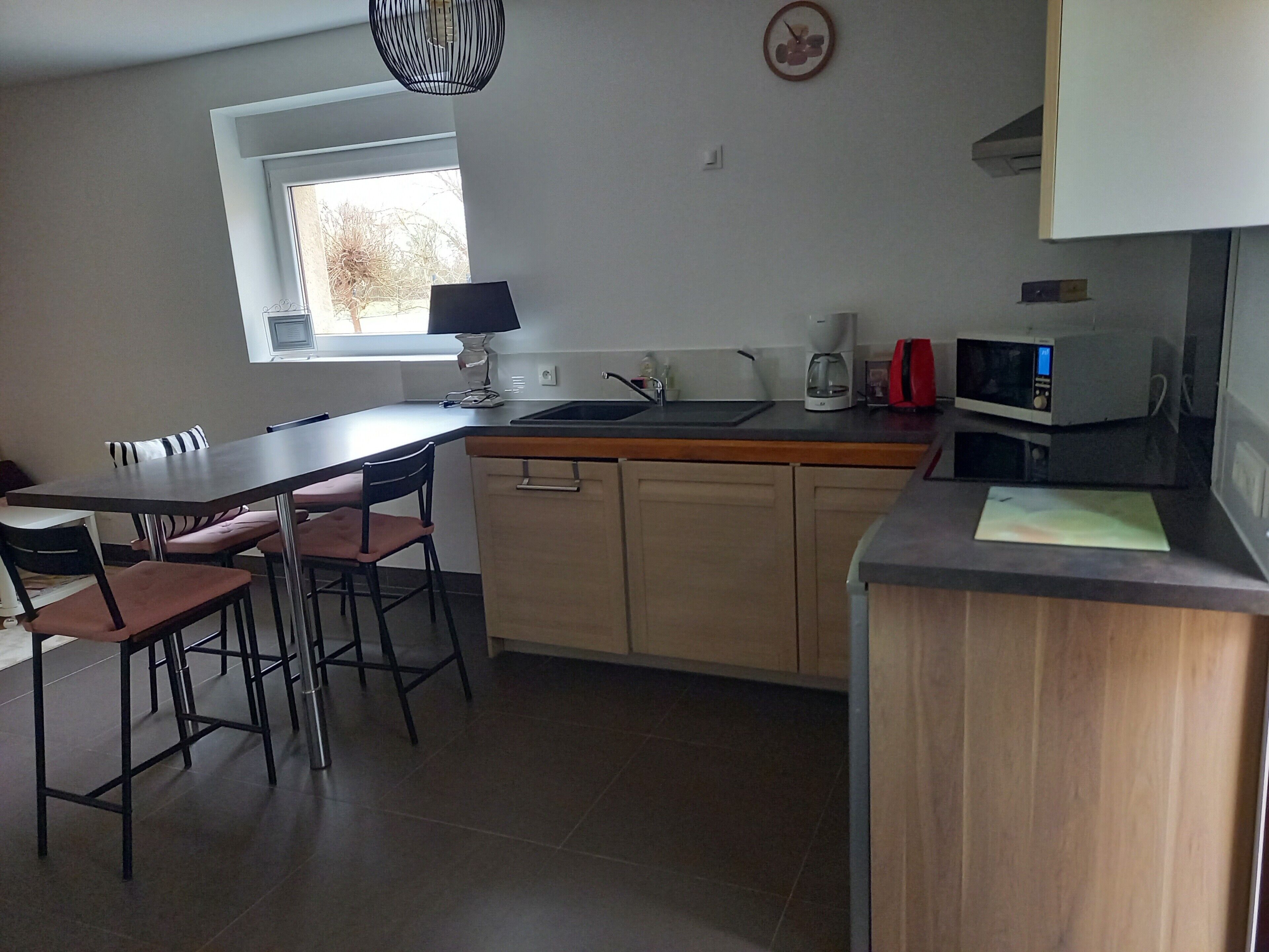 Réfrigérateur, micro-ondes, plaque de cuisson, cafetière/bouilloire