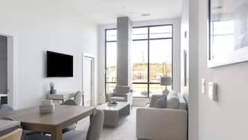 Apartment (2 Bedrooms) | Living area | 50-inch Smart TV with digital channels, table football