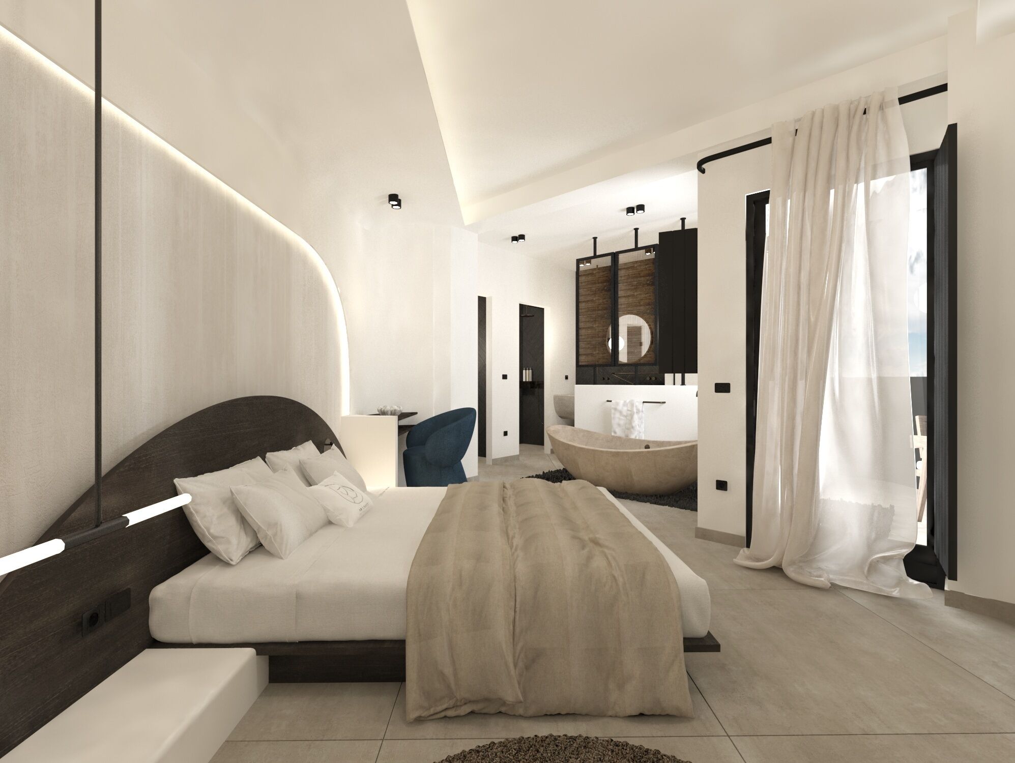 Suite with Hot Tub & Town View | Seprai premium, minibar, brankas, dan tirai kedap cahaya