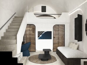 Loft Premier, pemandangan kolam renang | Seprai premium, minibar, brankas, dan tirai kedap cahaya