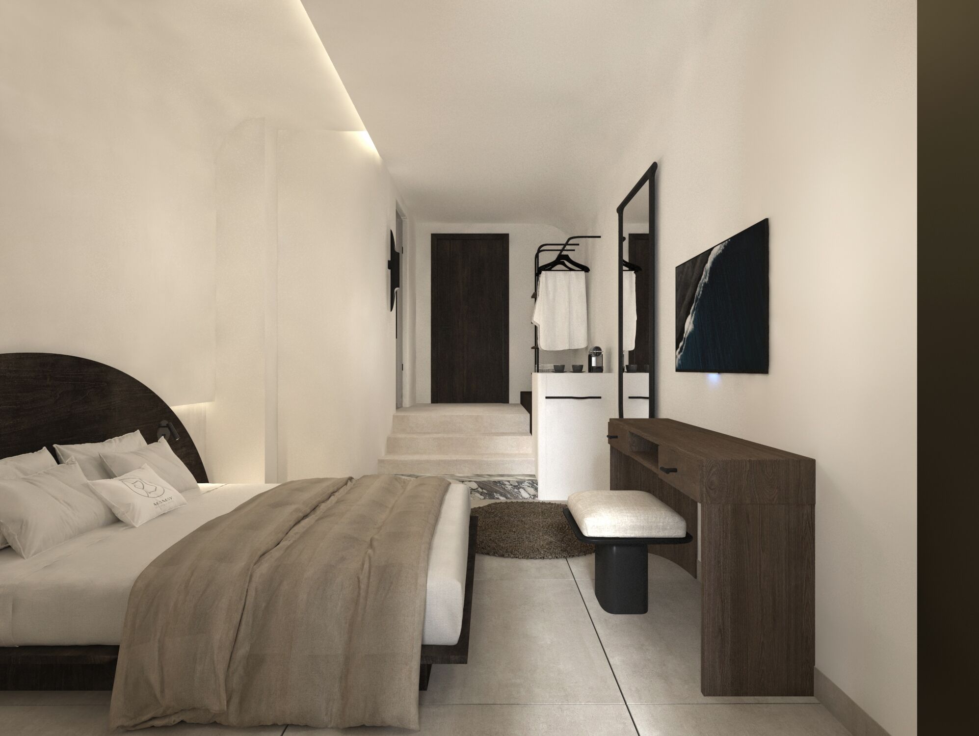 Suite with Hot Tub & Sea View | Ylelliset vuodevaatteet, minibaari, tallelokero huoneessa