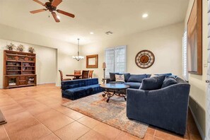 TV, fireplace, offices - Single Story 3BR, 3BA Legacy Villas Townhome (La Quinta)