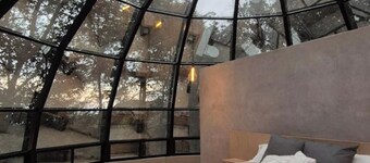 Incredible geodesic glass dome in the middle of the forest of Mineral del Chico.
