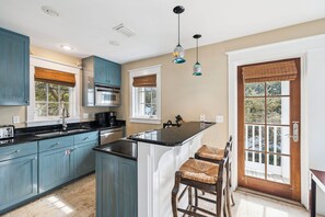 Fridge, microwave, oven, stovetop - Dog-Friendly Carriage House with Wraparound Deck, Walk to Beach (Rosemary Beach)