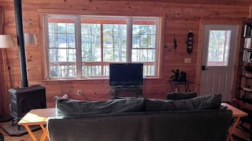 Televisión y chimenea
