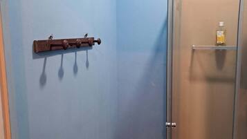 Hair dryer, bidet, towels, soap