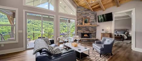 TV, fireplace