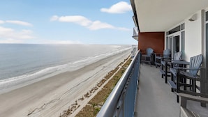 A balcony with a view of the beach and ocean. - Grand Atlantic 1504 (Myrtle Beach)