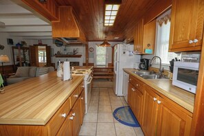 Fridge, microwave, oven, stovetop - Anderson's Tranquility - Classic Oceanfront 3 BR Cottage in Southern Shores (Southern Shores)