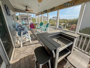 Terrace/patio - Salty Paws - 4 BR Oceanside vacation home in the heart of Duck w/Private Pool (Duck)