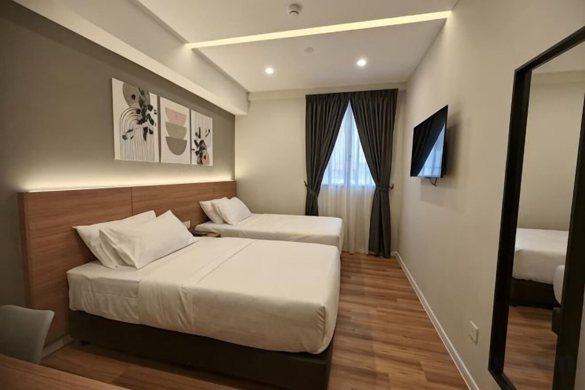 Blackout drapes, iron/ironing board (on request), WiFi (free)