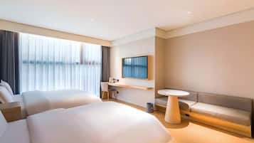 In-room safe, laptop workspace, blackout curtains, soundproofing