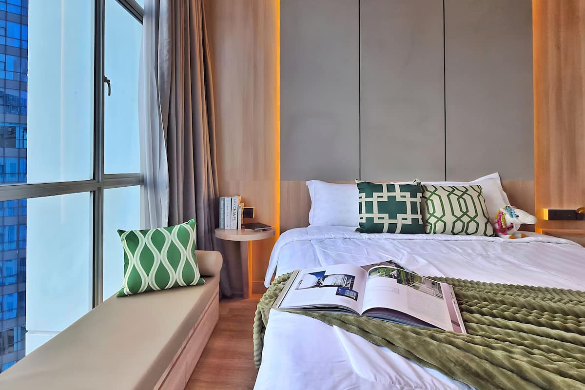 Apartemen, 2 kamar tidur, pemandangan kota | Setrika/meja setrika dan Wi-Fi gratis